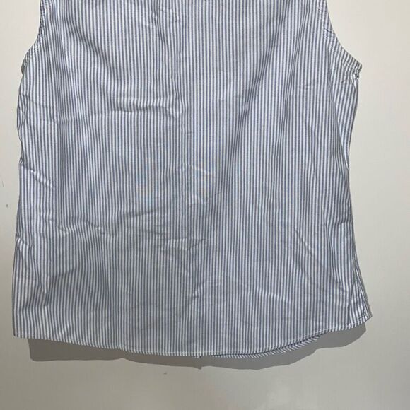Tommy Hilfiger Women's Blue White Striped Button Front Sleeveless Blouse Medium - Picture 6 of 8